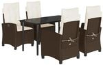 vidaXL 5-Tlg Garten-Essgruppe mit Kissen Braun Poly Rattan 3212775