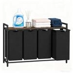 Relaxdays W&auml;schesammler Eisen MDF Polyester Vintagebraun mit Ablage 4 F&auml;cher 72 cm