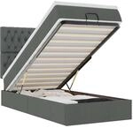 vidaXL Ottoman-Bett mit Matratze und LEDs Dunkelgrau 90x190 cm Stoff 3314052
