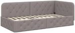vidaXL Eckbettgestell mit Kopfteil Taupe 100 x 200 cm Stoff 42016508