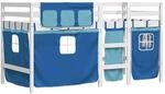 vidaXL Kinderhochbett mit Vorh&auml;ngen Blau 90x190 cm Massivholz Kiefer 3283830