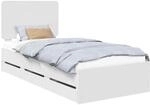 vidaXL Bettrahmen mit Schubladen Wei&szlig; 90 x 190 cm Ingenieurs Holz 3412630