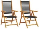 vidaXL Gartenst&uuml;hle 2 Stk Schwarz Massivholz Akazie und Polypropylen 367654