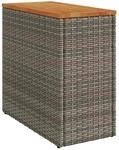 vidaXL Garten-Beistelltisch mit Holzplatte Grau 58x27,5x55 cm Rattan 366134
