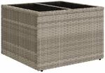 vidaXL Gartentisch mit Glasplatte Hellgrau 55x55x37 cm Poly Rattan 366182