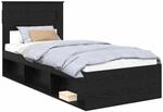 vidaXL Bettrahmen Schwarz 75 x 190 cm Massives Kiefernholz 3409816