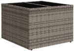 vidaXL Gartentisch mit Glasplatte Grau 55x55x37 cm Poly Rattan 366120
