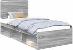 vidaXL Bettrahmen Grau Sonoma 100 x 200 cm Massives Kiefernholz 3412529