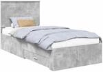 vidaXL Bettrahmen mit Kopfteil Betongrau 90 x 190 cm Holzwerkstoff 3409697