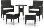 vidaXL 5-tlg Garten-Lounge-Set Poly Rattan Schwarz Modell 5