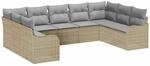 vidaXL Garten-Sofa-Set mit Kissen 9-Tlg Beige Hellgrau Poly Rattan 3354529