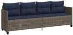 vidaXL Sonnenliege mit Kissen Grau Poly Rattan 368333