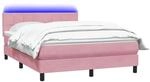 vidaXL Boxspringbett mit Matratze & LED Rosa 140x220 cm Samt 3316934