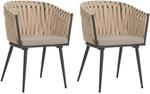 MCW Gartenstuhl N38 2er-Set Creme Kissen Hellbraun