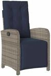 vidaXL Gartensessel mit Fu&szlig;teil Verstellbar Grau Poly Rattan 365191