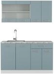 Vicco R-Line Mini-K&uuml;che Blau-Grau 140 cm AP Marmor ohne E-Ger&auml;te