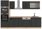Vicco R-Line K&uuml;chenzeile Anthrazit Landhaus/Goldkraft Eiche 300 cm mit