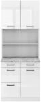Vicco R-Line K&uuml;chenblock Wei&szlig; Hochglanz 80 cm AP Marmor ohne E-Ger&auml;te