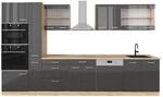 Vicco R-Line K&uuml;chenzeile Anthrazit Hochglanz/Goldkraft Eiche 350 cm mit