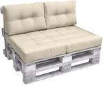 Beautissu ECO Elements Palettenkissen Sitz + R&uuml;cken Natur 2tlg
