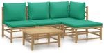 vidaXL 5-tlg Garten-Lounge-Set mit Gr&uuml;nen Kissen Bambus Modell 4