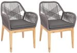 MCW Gartenstuhl H56b 2er-Set Grau Kissen Anthrazit