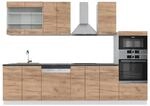 Vicco Fame-Line K&uuml;chenzeile Goldkraft Eiche/Wei&szlig; 300 cm mit Hochschrankohne