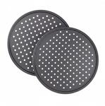 Relaxdays Pizzablech 2er Set Carbonstahl Grau Antihaftbeschichtet 1 cm x &oslash; 32 cm 250