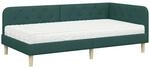 vidaXL Eckbettgestell mit Matratze Dunkelgr&uuml;n 90 x 200 cm Stoff 3394121