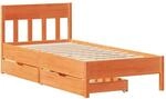 vidaXL Massivholzbett ohne Matratze Wachsbraun 90x190 cm Kiefernholz 3301889