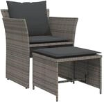 vidaXL Gartenstuhl mit Fu&szlig;hocker Grau Poly Rattan 368618