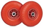 Relaxdays Sackkarrenrad 2er Set PU Vollgummi Rot Pannensicher &oslash; 26 cm x 8,5 cm 1,6