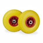 Relaxdays Sackkarrenrad 2er Set PU Gummi Gelb Rot Pannensicher Kugelgelagert 3.00-4