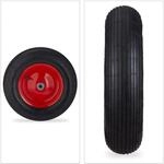 Relaxdays Schubkarrenrad Gummi Stahl Schwarz Rot Luftbereift Kugellager 39 cm x 9 cm