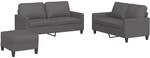 vidaXL 3-Tlg Sofagarnitur mit Kissen Grau Kunstleder 3201415