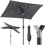 Sekey Sonnenschirm 210 x 140 cm Aluminum Sonnenschirm mit LED Solar Beleuchtung