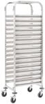 vidaXL Tablettwagen f&uuml;r 16 Tabletts 38x55x163 cm Edelstahl 50920
