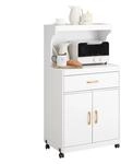 SoBuy Mikrowellenschrank mit Rollen K&uuml;chenwagen Wei&szlig; 62cm FSB12-W