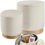 Tectake 2Er Set Sitzhocker Mit Stauraum Orchide Rund Gro&szlig;er Hocker 38 x 42 cm 