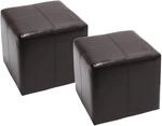 MCW 2er-Set Sitzhocker Carrara Leder mit Kunstleder 36x36x36cm Braun