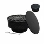 Relaxdays Feuerschale Stahl Schwarz mit Deckel Grillrost Wasserdicht 38 cm x 66 cm 10