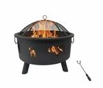 Relaxdays Feuerschale Stahl Schwarz mit Funkenschutz 62 cm x 66 cm 6,8 kg