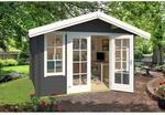 Lasita Holz-Gartenhaus Robin 280 Satteldach Carbongrau Lasiert 330 cm x 280 cm