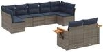 vidaXL 9-Tlg Garten-Sofagarnitur mit Kissen Grau Poly Rattan 3227132