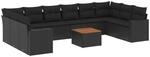 vidaXL 11-Tlg Garten-Sofagarnitur mit Kissen Schwarz Poly Rattan 3256622