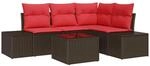 vidaXL Gartensofa-set mit Kissen 5 Stk Braun Poly-Rattan 3347054