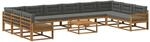 vidaXL Outdoor-Sofagarnitur mit Kissen 11 Stk Natur und Anthrazit 3382950