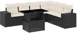 vidaXL 7-Tlg Garten-Sofagarnitur mit Kissen Schwarz Poly Rattan 3269186