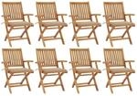 vidaXL Klappbare Gartenst&uuml;hle mit Kissen 8 Stk Massivholz Teak 3072780