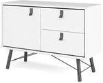 ebuy24 Rye Sideboard 1 T&uuml;r 2 Schubladen Mattweiss